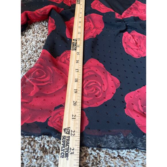 FASHION BUG Vintage 90's Y2K rose print blouse women size Medium long sleeve - Picture 9 of 9